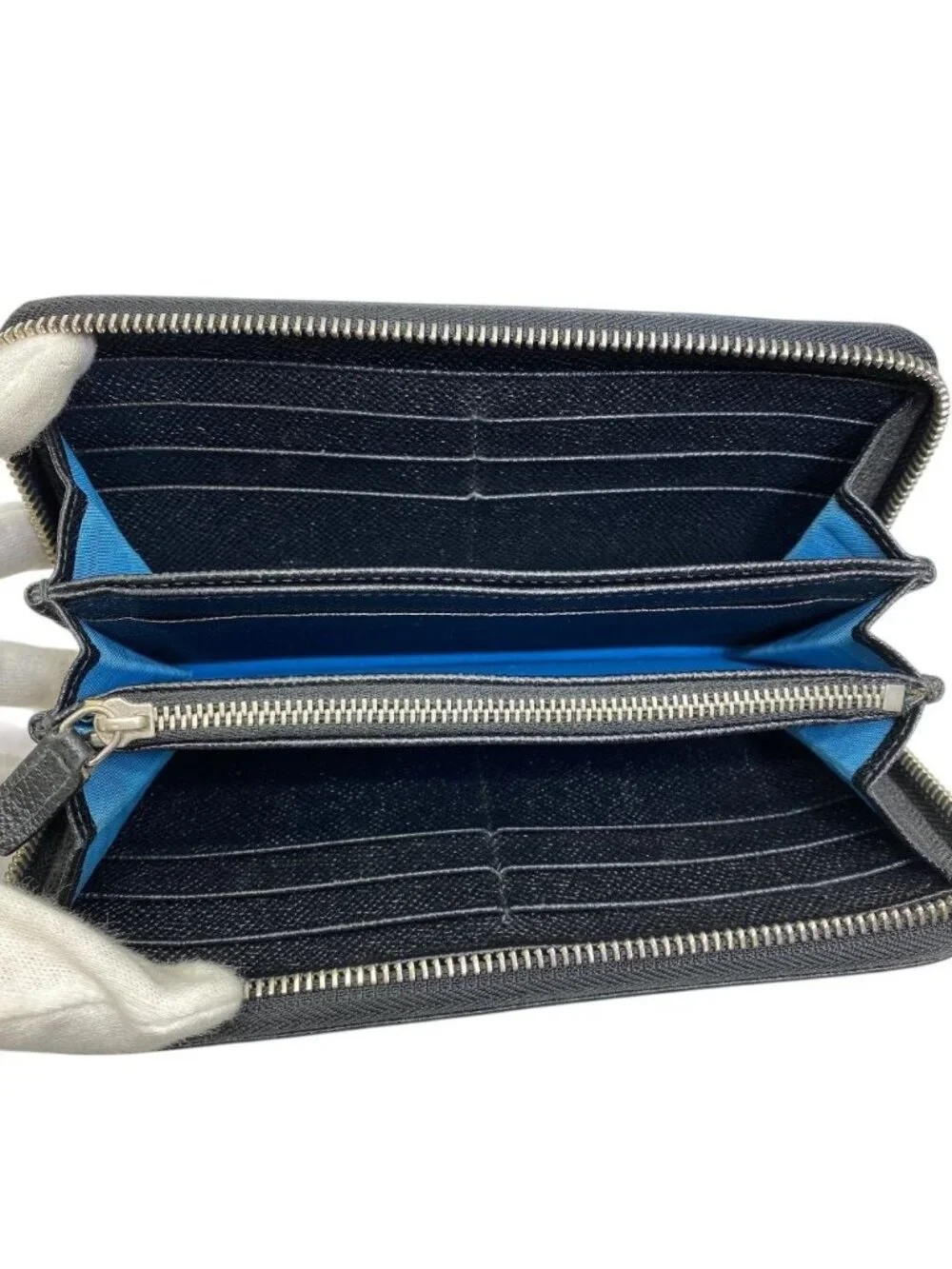 Bvlgari Man Wallet Zip Around Logo Silver Leather Black Sophistication Luxury - Picture 5 of 10